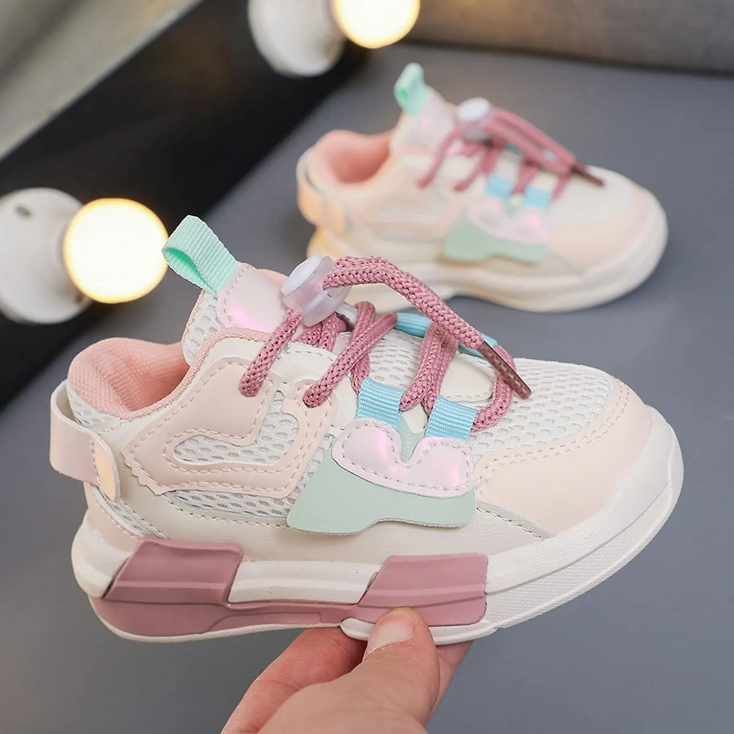 1 to 11 Years Toddler Kids Sports Shoes Lace-up Breathable Outdoor School Trainers Basketball Shoes for Boys Girls