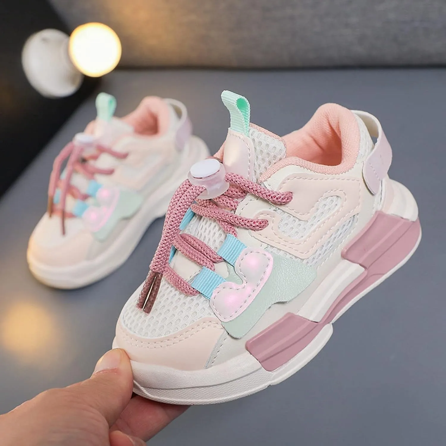 1 to 11 Years Toddler Kids Sports Shoes Lace-up Breathable Outdoor School Trainers Basketball Shoes for Boys Girls