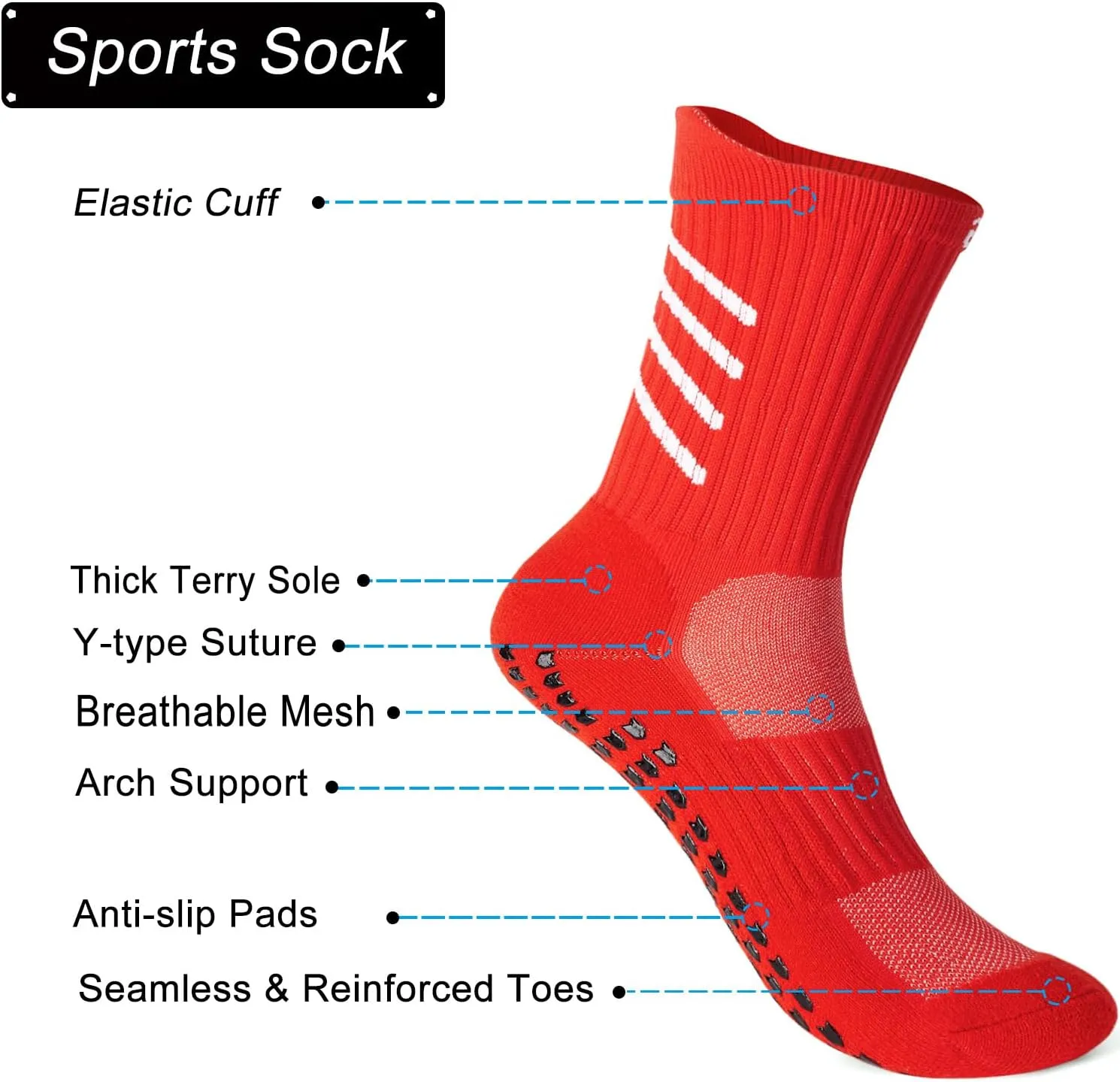 4-Pair Cotton Grip Soccer Scoks Kids Youth Toddler Non-slip Sports Sock Football Basketball Rugby Yoga Pilates