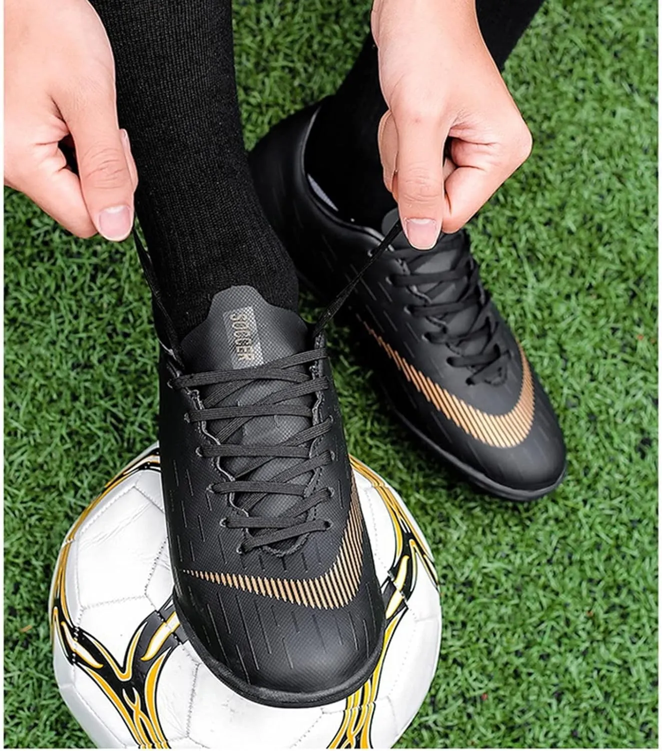 AIRFUL Mens Soccer Shoes Boys/Girls/Women Professional Football Athletic Sneakers Shoes Suitable for Natural and Artificial Grass Football Fields (Color : C, Size : 7 Women/5.5 Men)