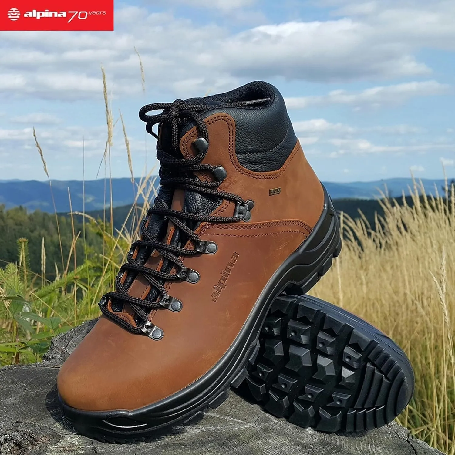 Alpina TUNDRA Men's Boots | Waterproof Leather Ankle High Shoes | Premium Leather | Lightweight | Breathable Membrane | Slip Resistant | Hand Made in Europe