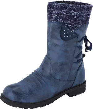 AMDBEL Fall Boots for Women 2023 Cowboy Boots,Vintage Knee High Boots Lace Up Boots Chunky Heels Retro Gothic Mid Calf Boots