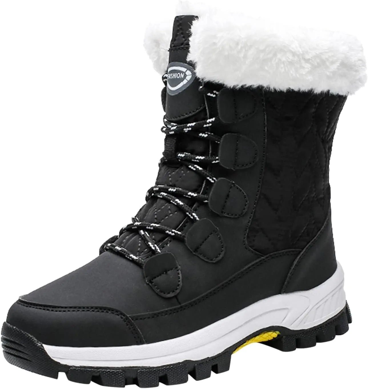 Ankle Boots for Women Comfy Warm Round Toe Leather Waterproof Lace Up Flat Heel Snow Boots Women's Long Boots