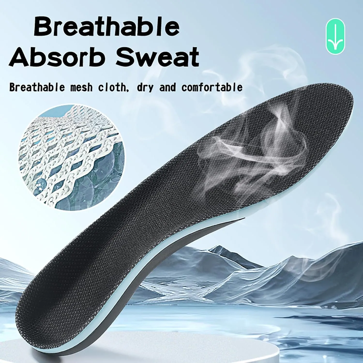 Arch Support Insole Shock Absorb Insoles Plantar Fasciitis Relief Insoles Men for Flat Feet High Arch and Foot Pain High Arch Orthotic Inserts for Shoes (Black, S(Men 6-7/Women 7-8))