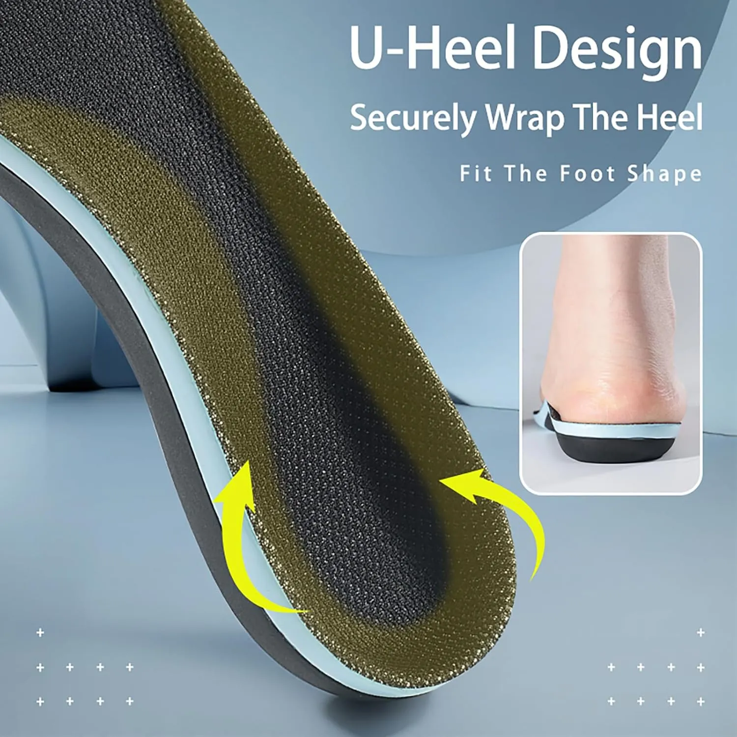 Arch Support Insole Shock Absorb Insoles Plantar Fasciitis Relief Insoles Men for Flat Feet High Arch and Foot Pain High Arch Orthotic Inserts for Shoes (Black, S(Men 6-7/Women 7-8))