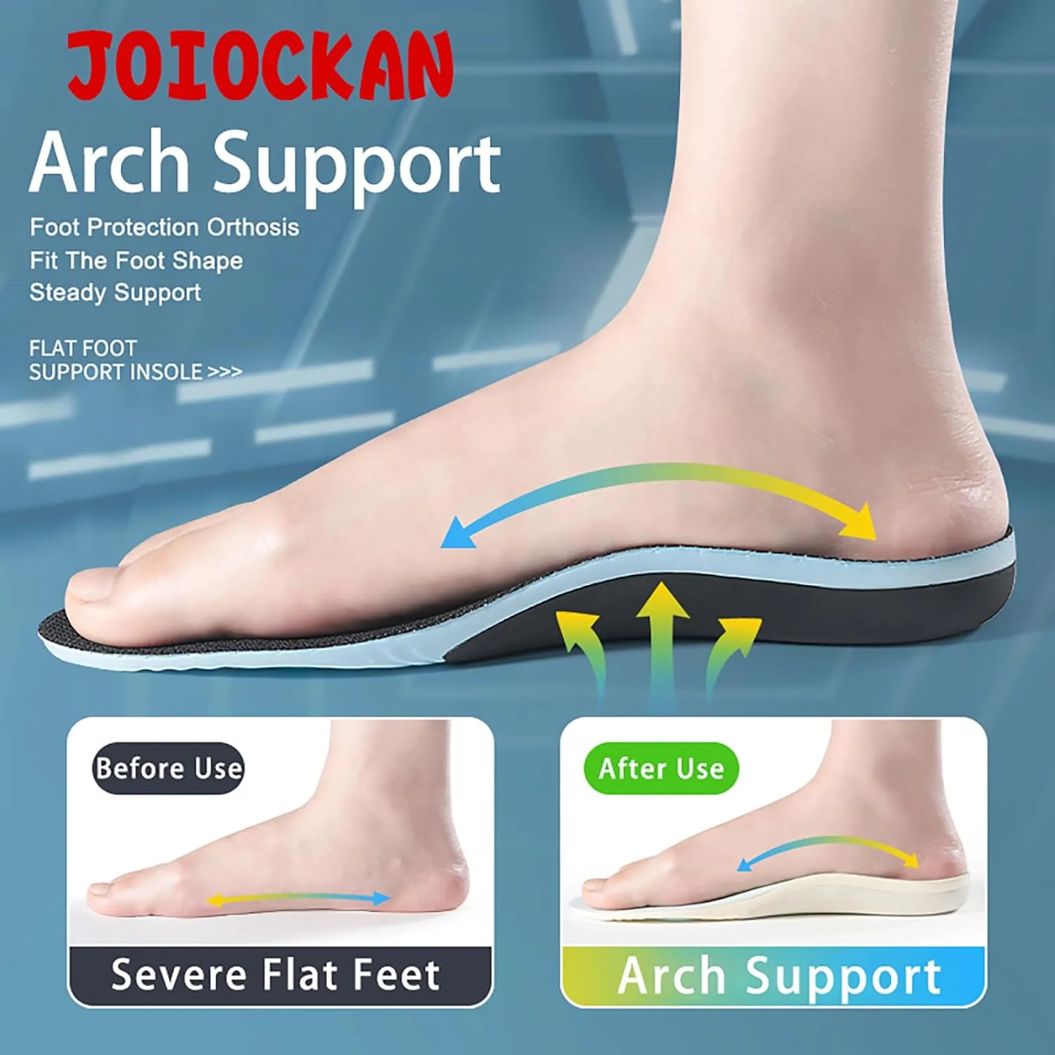 Arch Support Insole Shock Absorb Insoles Plantar Fasciitis Relief Insoles Men for Flat Feet High Arch and Foot Pain High Arch Orthotic Inserts for Shoes (Black, S(Men 6-7/Women 7-8))