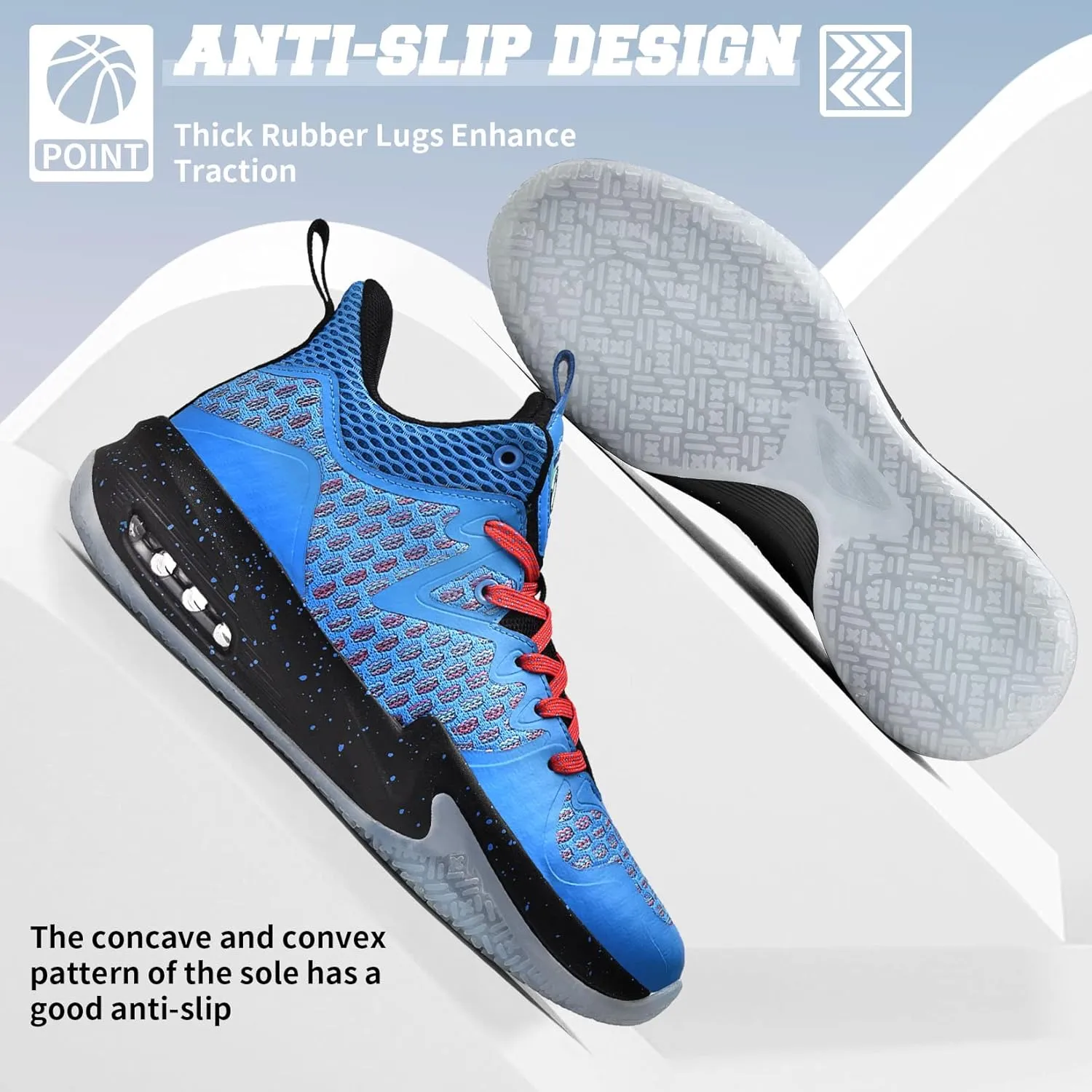 ASHION Men Basketball Shoes Arch Support Mens Sneakers Anti Slip Breathable Comfortable High Top Sports Running Walking Tennis Shoes