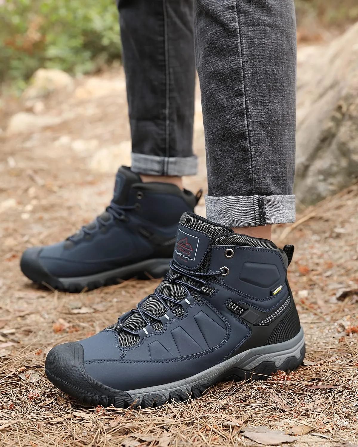 ASTERO Men Hiking Boot Warm Ankle Booties Non-slip Winter Shoes Snow Footwear for Male Climbing