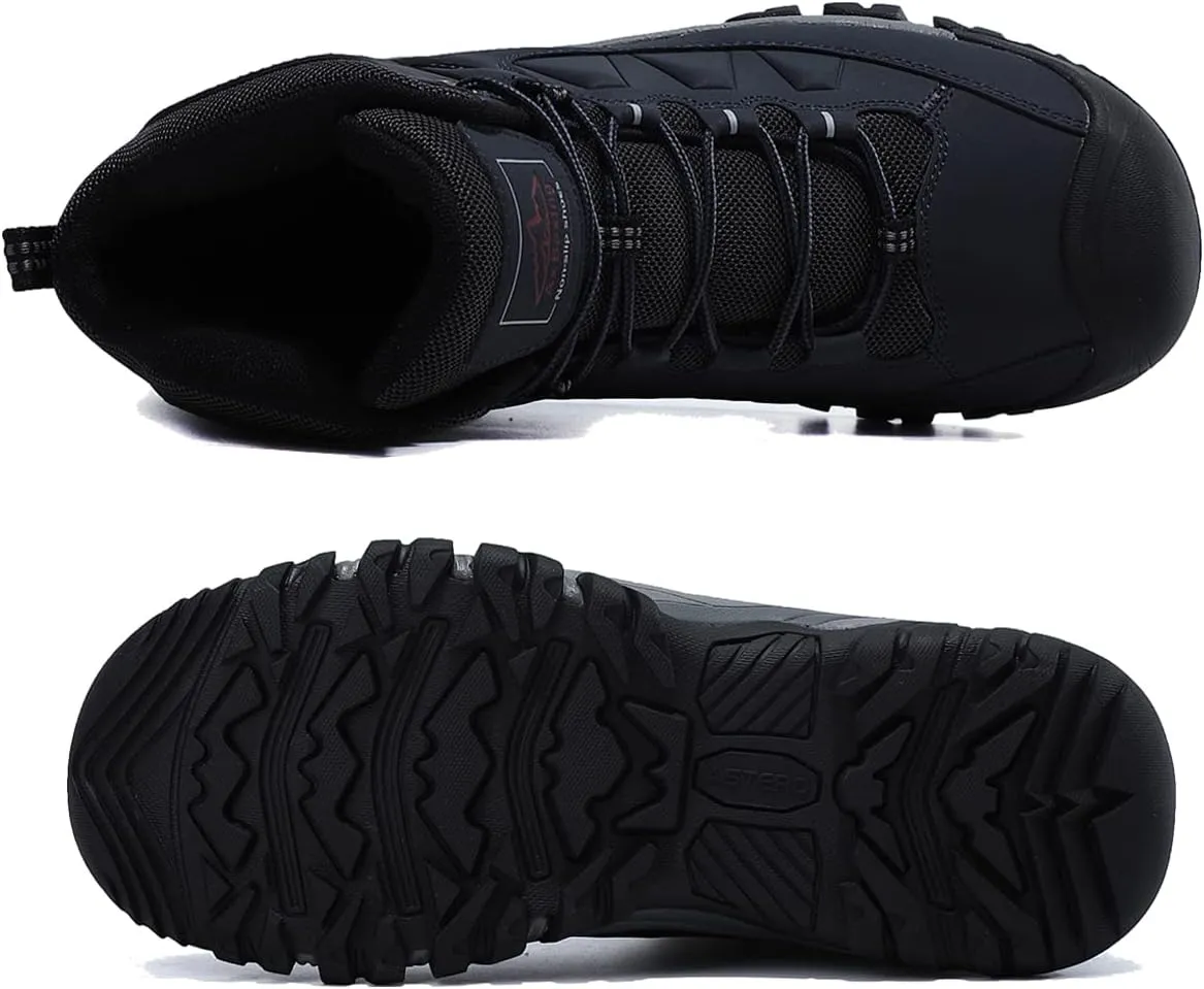 ASTERO Men Hiking Boot Warm Ankle Booties Non-slip Winter Shoes Snow Footwear for Male Climbing