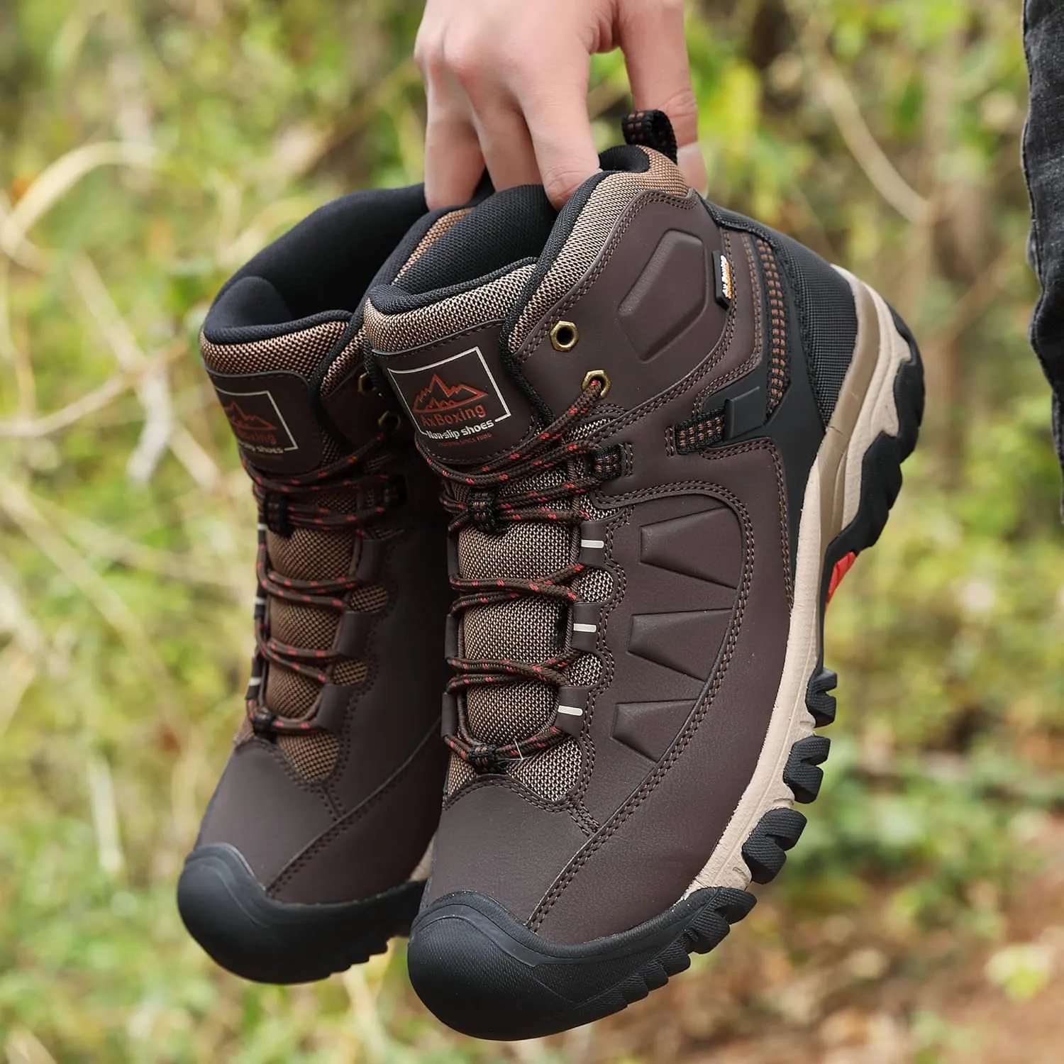 ASTERO Men Hiking Boot Warm Ankle Booties Non-slip Winter Shoes Snow Footwear for Male Climbing