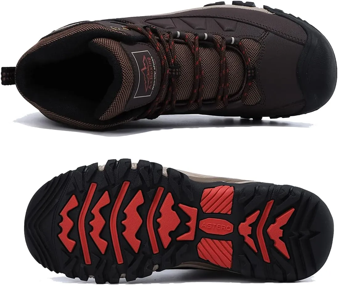 ASTERO Men Hiking Boot Warm Ankle Booties Non-slip Winter Shoes Snow Footwear for Male Climbing
