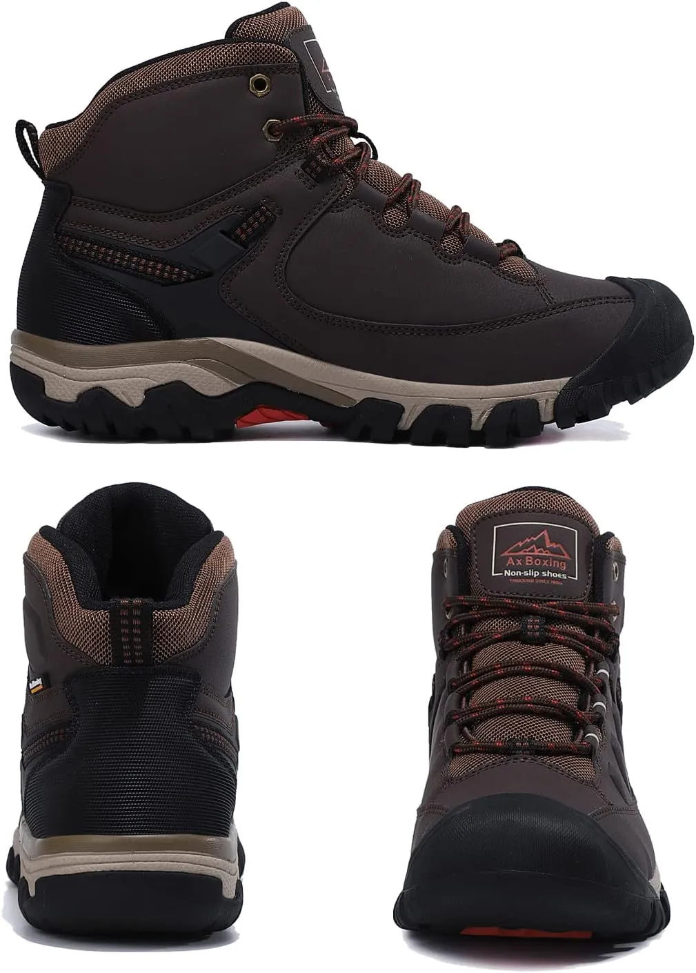 ASTERO Men Hiking Boot Warm Ankle Booties Non-slip Winter Shoes Snow Footwear for Male Climbing
