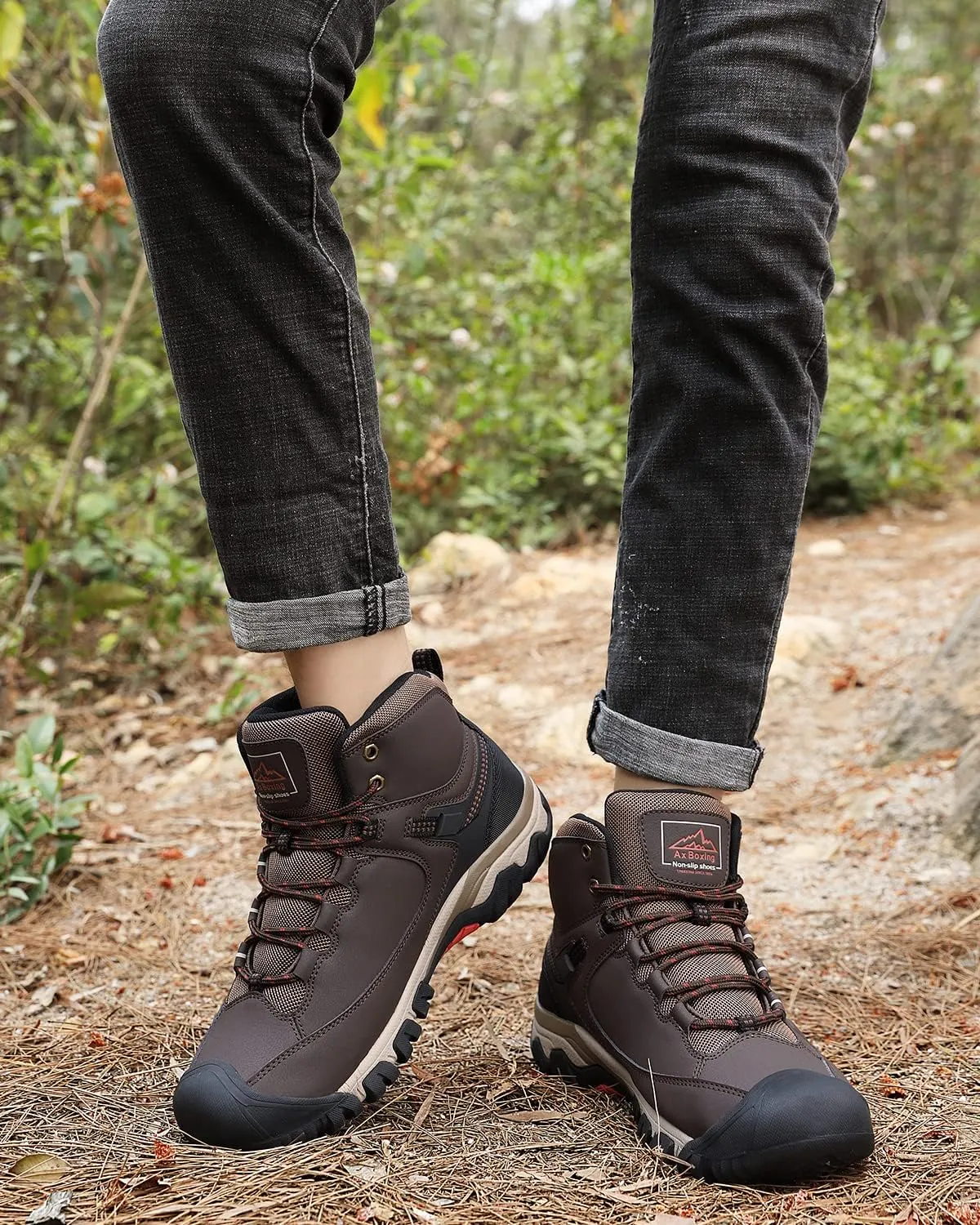ASTERO Men Hiking Boot Warm Ankle Booties Non-slip Winter Shoes Snow Footwear for Male Climbing