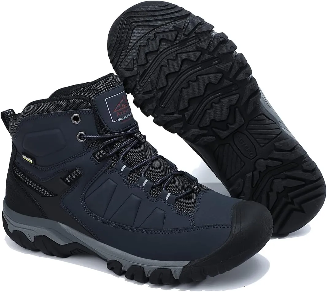 ASTERO Men Hiking Boot Warm Ankle Booties Non-slip Winter Shoes Snow Footwear for Male Climbing