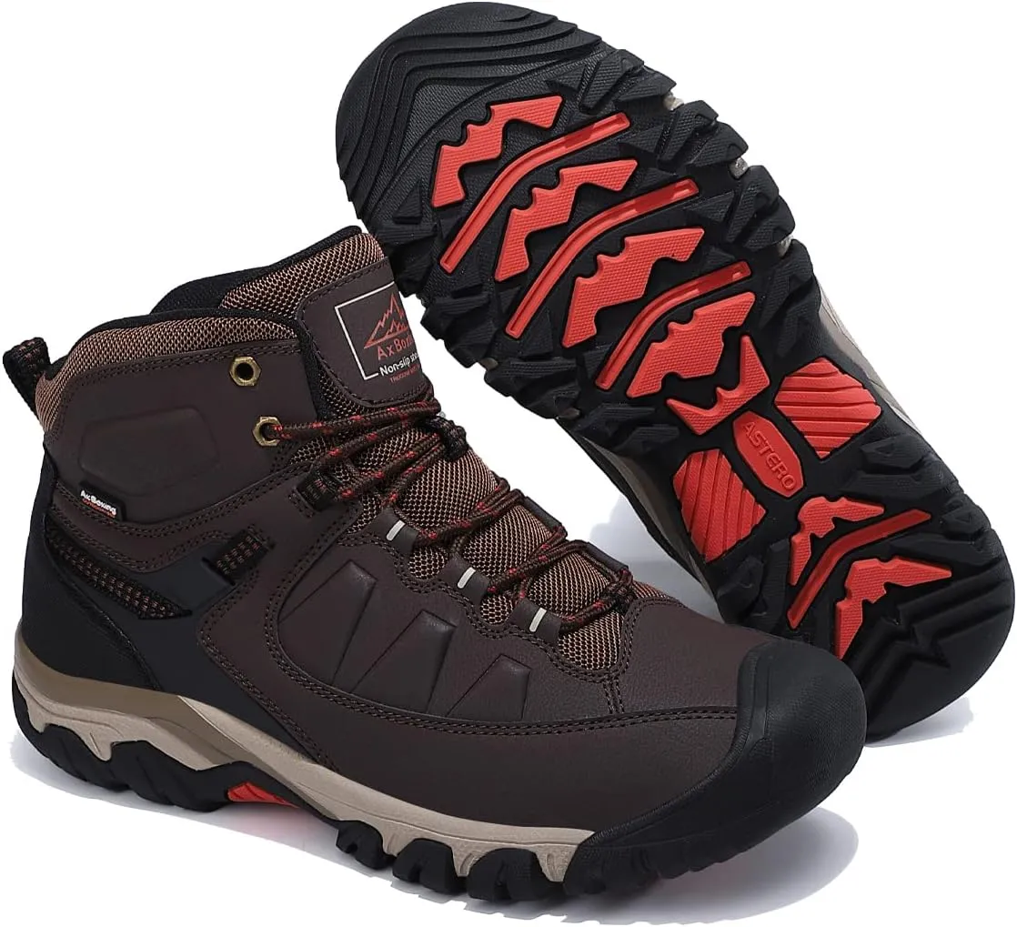 ASTERO Men Hiking Boot Warm Ankle Booties Non-slip Winter Shoes Snow Footwear for Male Climbing