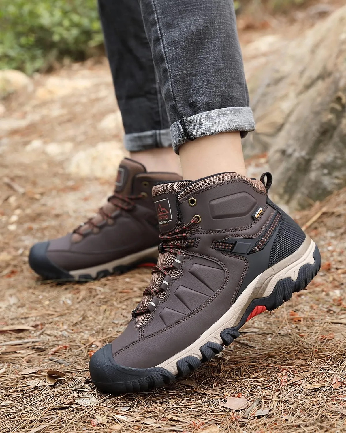 ASTERO Men Hiking Boot Warm Ankle Booties Non-slip Winter Shoes Snow Footwear for Male Climbing