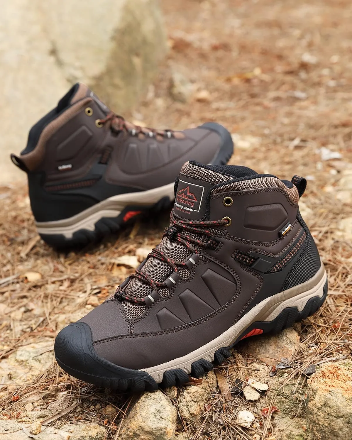 ASTERO Men Hiking Boot Warm Ankle Booties Non-slip Winter Shoes Snow Footwear for Male Climbing
