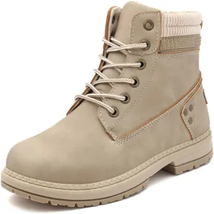 Athlefit Women's Work Waterproof Hiking Combat Boots Lace up Low Heel Booties Ankle Boots