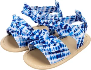 Baby Slippers Shoes Infant Girls Open Toe Bowknot Tie Dye Shoes First Walkers Shoes Summer Toddler Water Shoes Toddler 6