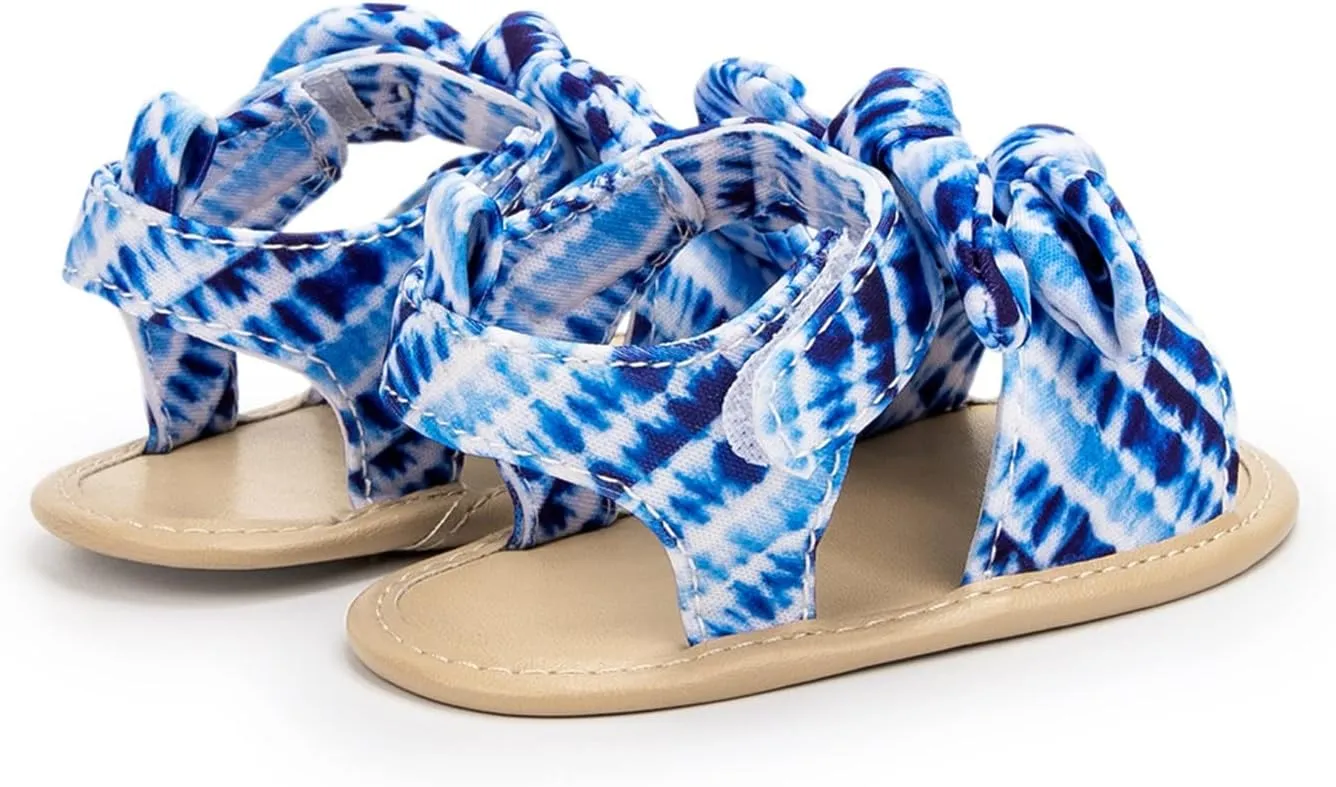 Baby Slippers Shoes Infant Girls Open Toe Bowknot Tie Dye Shoes First Walkers Shoes Summer Toddler Water Shoes Toddler 6