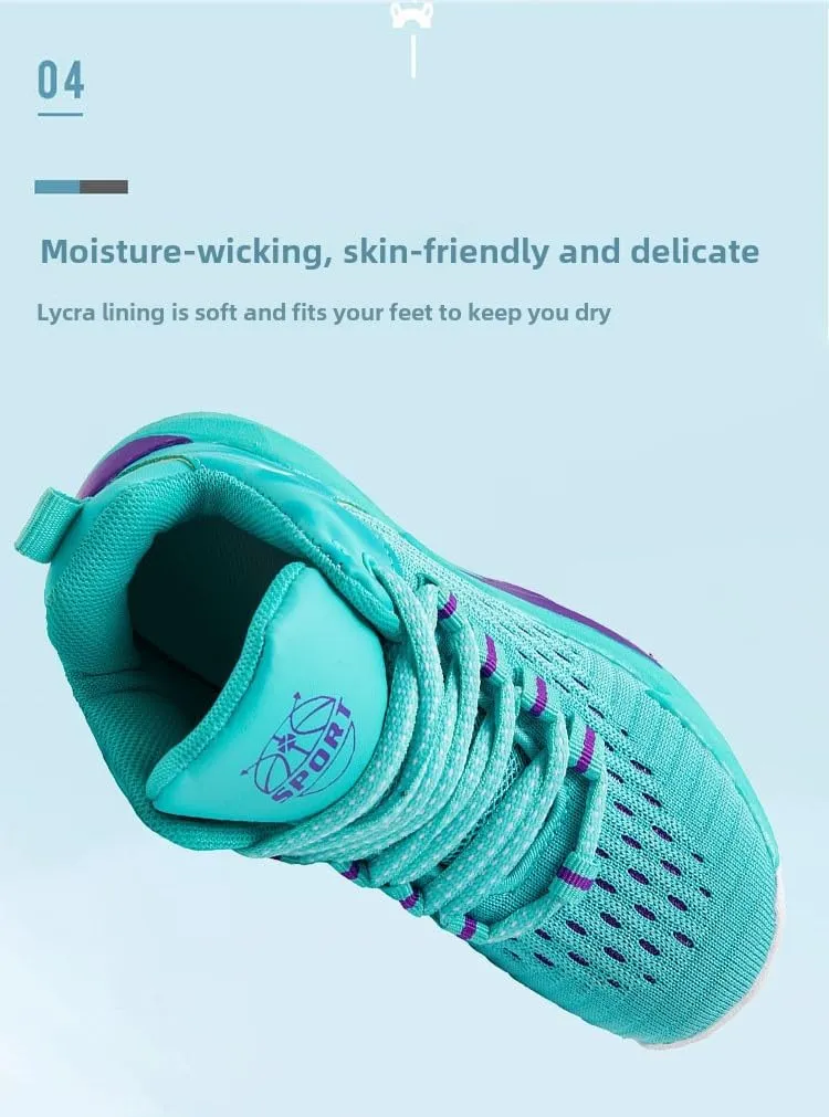 Boys Basketball Shoes 2025 Spring Lightweight Breathable Kids Sneakers, Non-Slip Rubber Sole Athletic Shoes for Running & Training