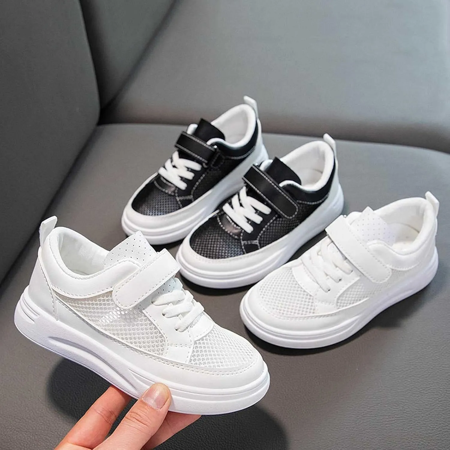 Boys Girls Mesh Breathable Non Slip Tennis Shoes Casual Running Sports Walking Athletic Shoes Comfort Sneakers