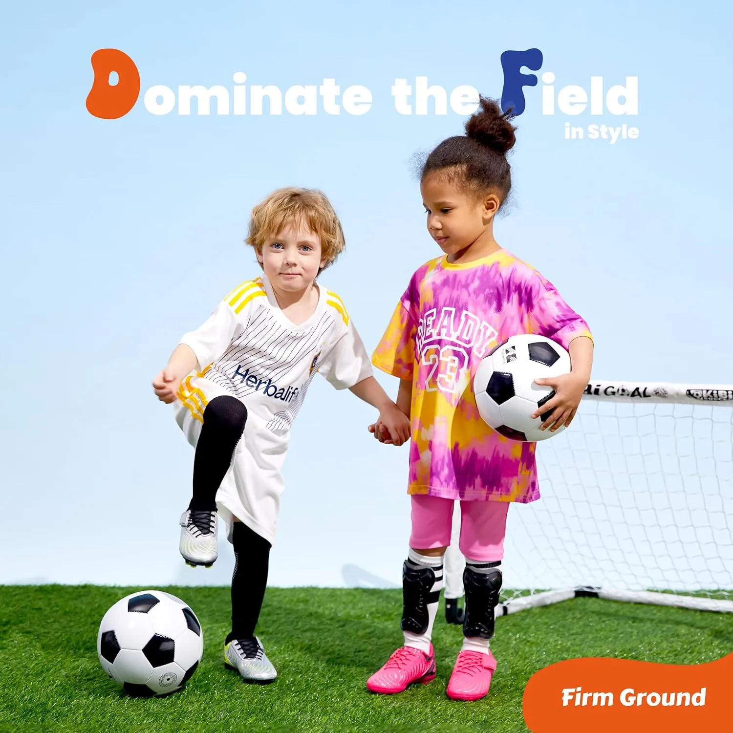 Boys Girls Soccer Cleats Athletic Outdoor Football Shoes Training Lightweight Unisex-Child Youth Futsal Indoor Turf Firm Artificial Ground Flexible Durable Comfortable Leadoff Traction Breathable