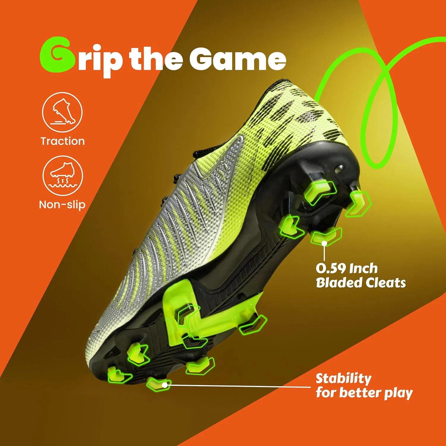 Boys Girls Soccer Cleats Athletic Outdoor Football Shoes Training Lightweight Unisex-Child Youth Futsal Indoor Turf Firm Artificial Ground Flexible Durable Comfortable Leadoff Traction Breathable