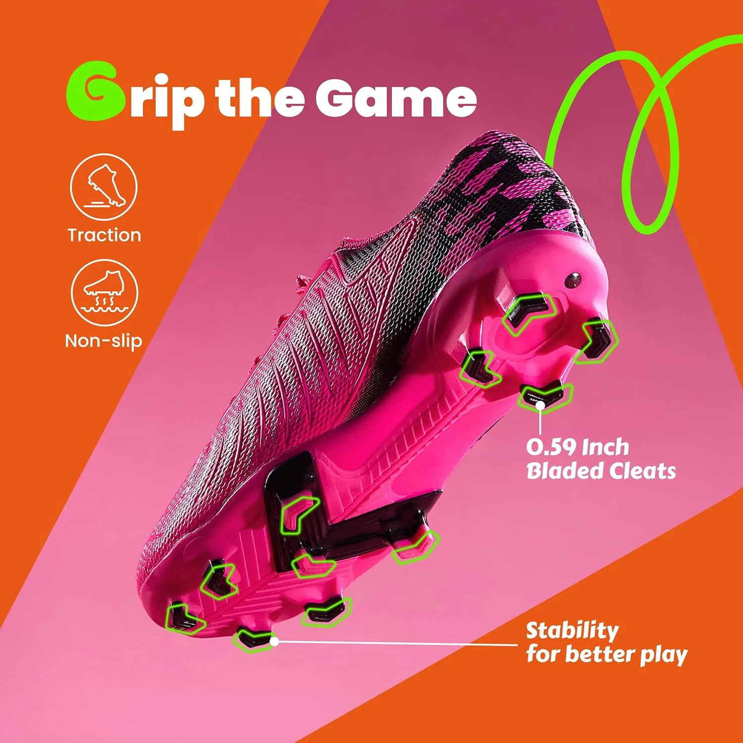 Boys Girls Soccer Cleats Athletic Outdoor Football Shoes Training Lightweight Unisex-Child Youth Futsal Indoor Turf Firm Artificial Ground Flexible Durable Comfortable Leadoff Traction Breathable