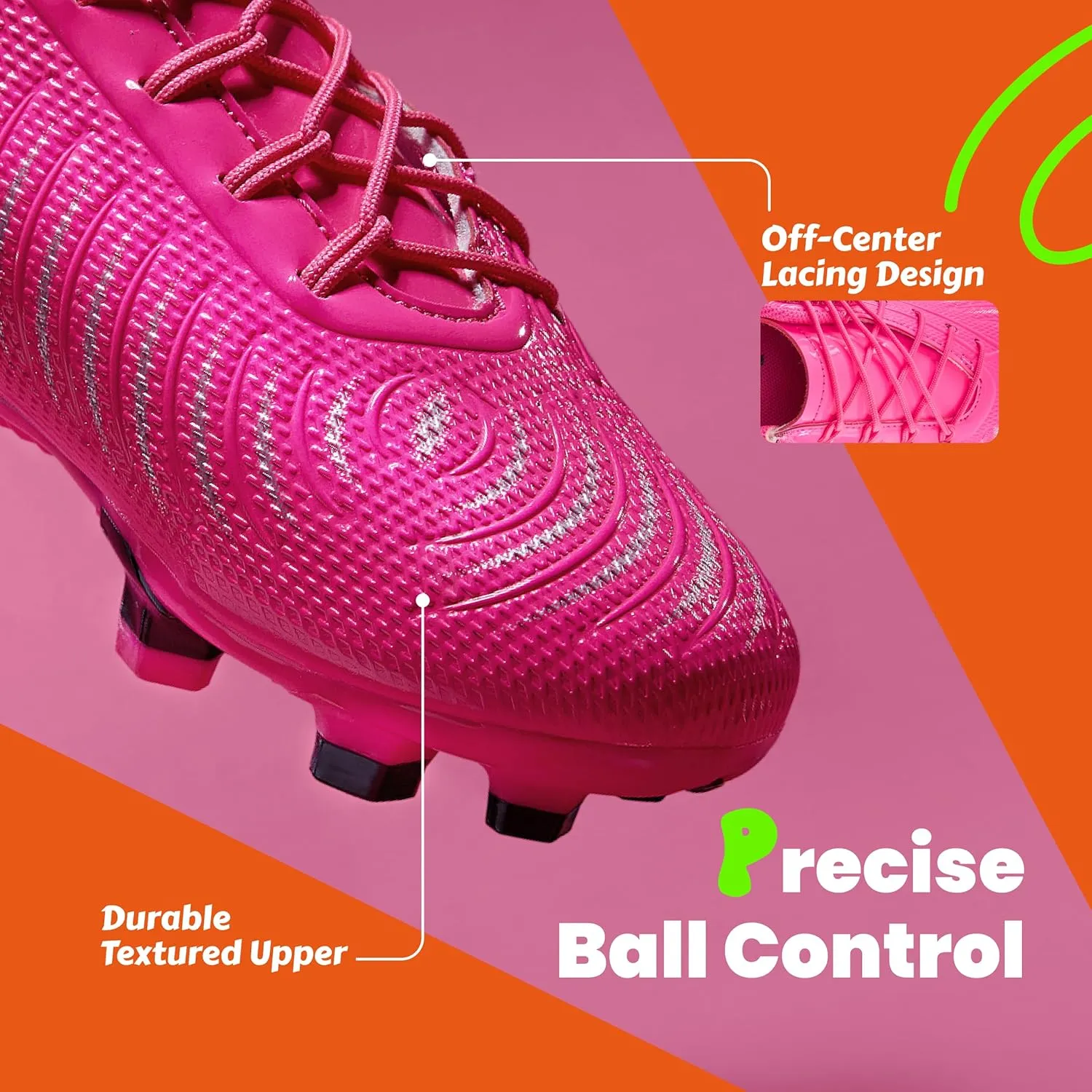 Boys Girls Soccer Cleats Athletic Outdoor Football Shoes Training Lightweight Unisex-Child Youth Futsal Indoor Turf Firm Artificial Ground Flexible Durable Comfortable Leadoff Traction Breathable