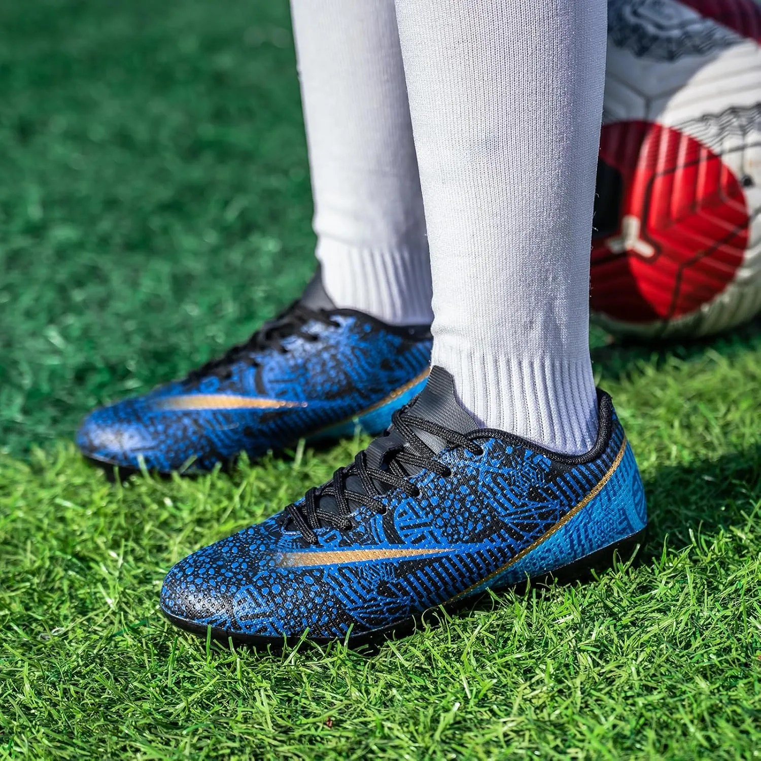 Boys Girls Soccer Shoes Kids Football Cleats Turf Indoor Low-Top Non-Slip Sneakers for Youth