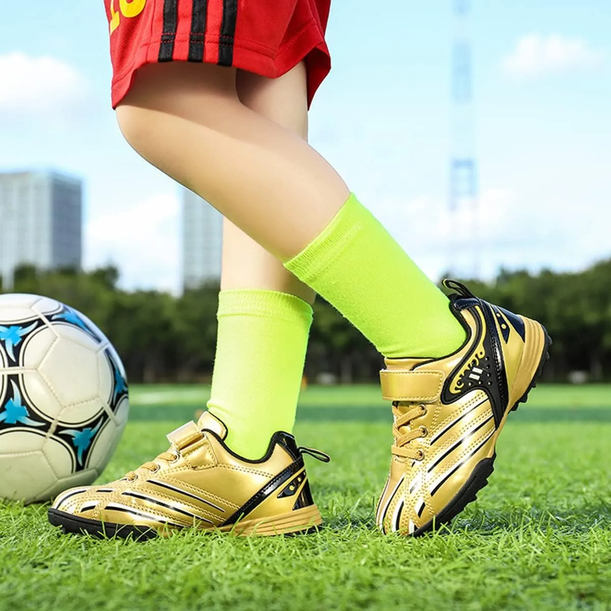 Boys Kids Youth Soccer Cleats Anti-Slip Football Boot Artificial Ground Soccer Shoes