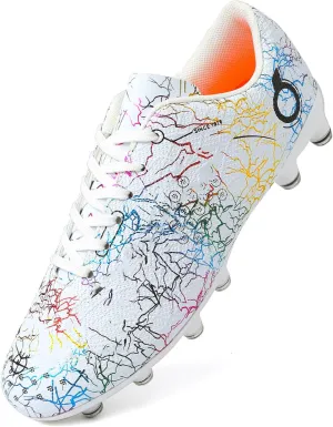 Boys' Soccer Shoes Kids Firm Ground Soccer Cleats Girls Athletic Sneakers Outdoor Turf Football Shoes for Little/Big Kid