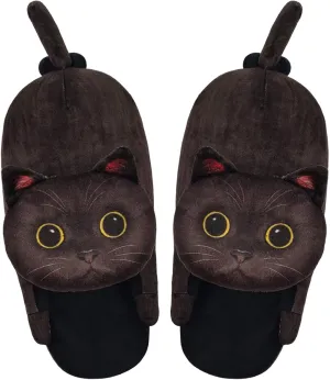 Cat Slippers for Women, Cute Fuzzy Animal Slippers For Indoor and Outdoor, Comfy Non-Slip Memory Foam Sole, Funny Cat Lover Gifts for Women