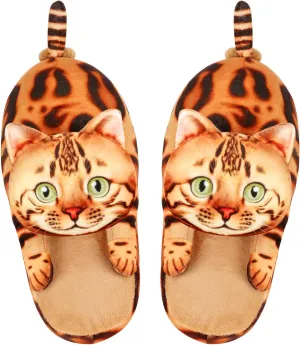 Cat Slippers for Women, Cute Fuzzy Animal Slippers For Indoor and Outdoor, Comfy Non-Slip Memory Foam Sole, Funny Cat Lover Gifts for Women