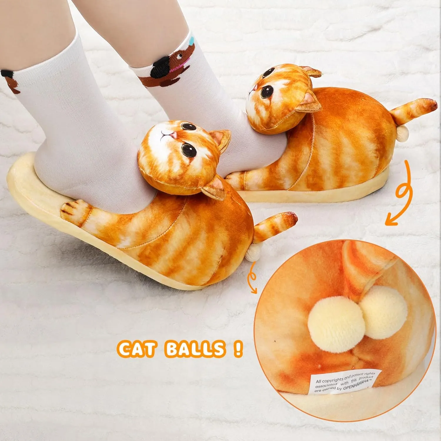 Cat Slippers for Women, Cute Fuzzy Animal Slippers For Indoor and Outdoor, Comfy Non-Slip Memory Foam Sole, Funny Cat Lover Gifts for Women