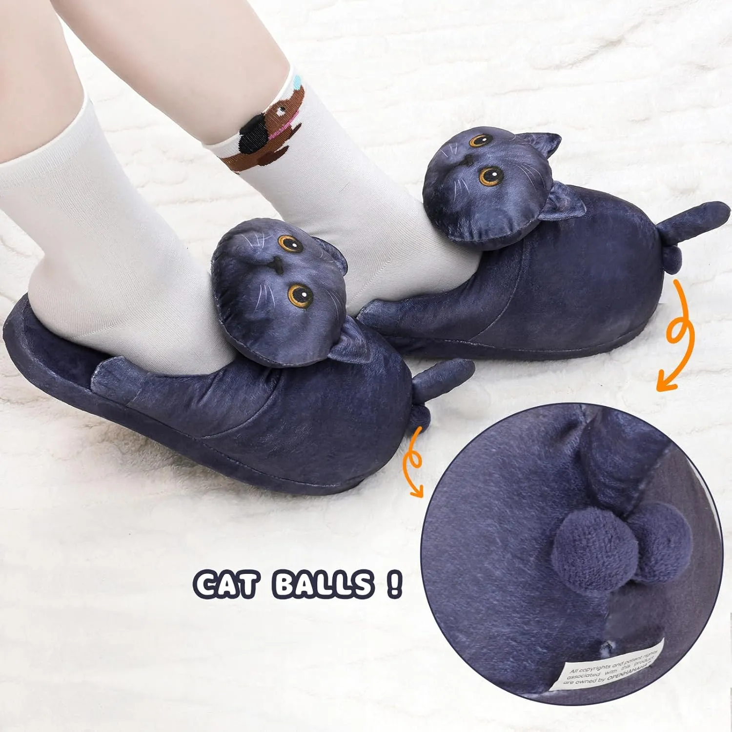 Cat Slippers for Women, Cute Fuzzy Animal Slippers For Indoor and Outdoor, Comfy Non-Slip Memory Foam Sole, Funny Cat Lover Gifts for Women