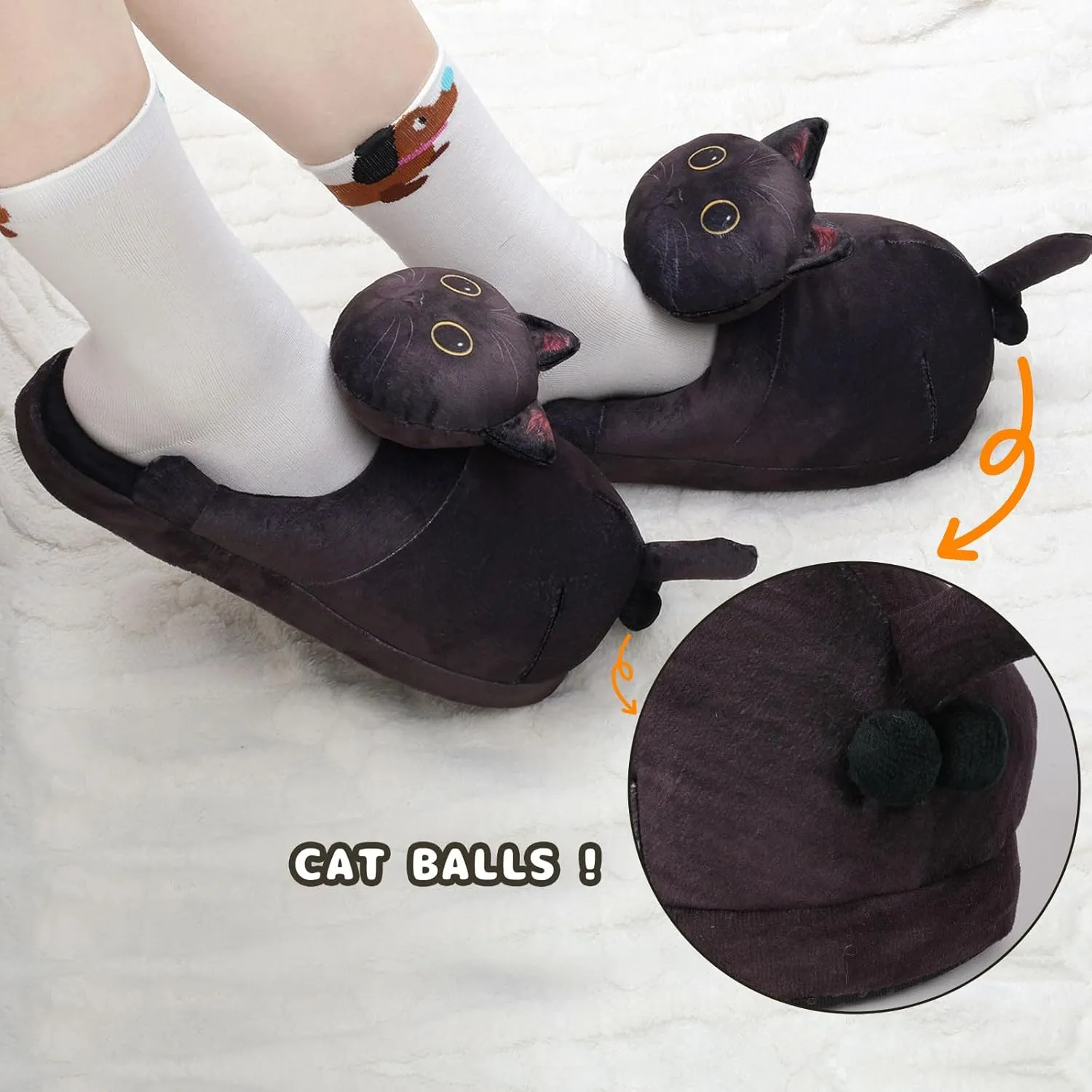 Cat Slippers for Women, Cute Fuzzy Animal Slippers For Indoor and Outdoor, Comfy Non-Slip Memory Foam Sole, Funny Cat Lover Gifts for Women