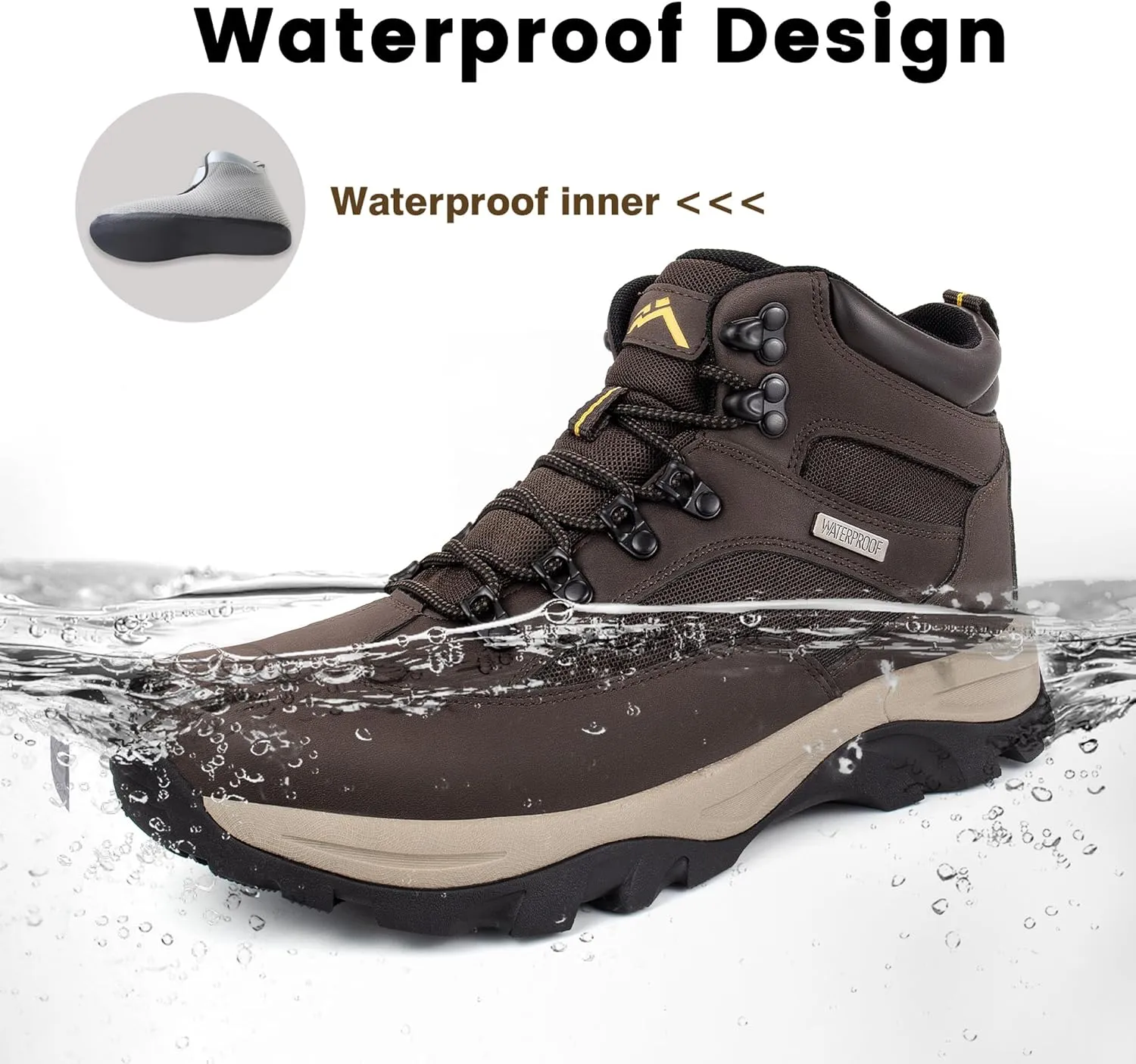CC-Los Men's Waterproof Hiking Boots Outdoor Relaxed Fit Lightweight Size 7.5-14