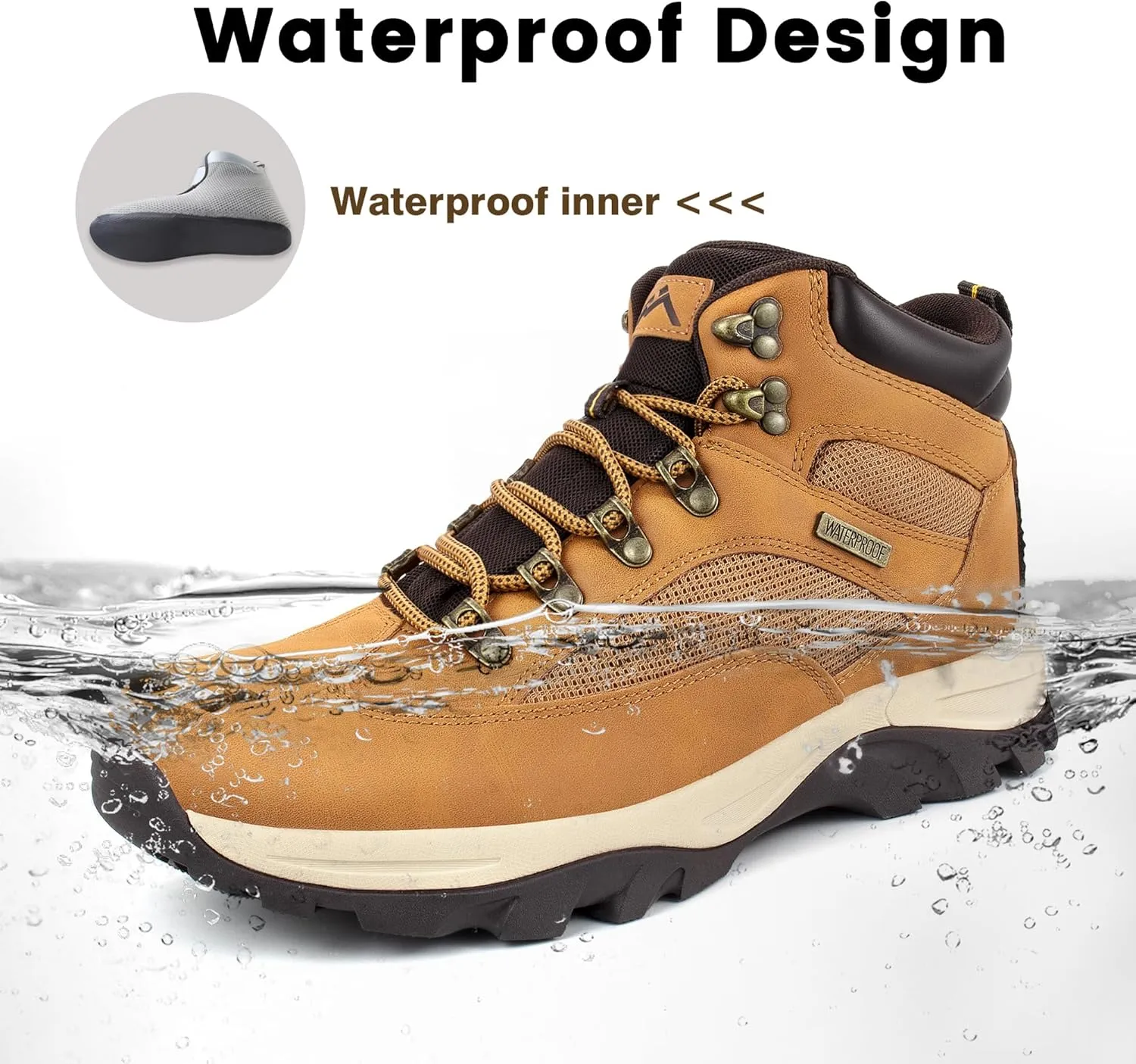 CC-Los Men's Waterproof Hiking Boots Outdoor Relaxed Fit Lightweight Size 7.5-14