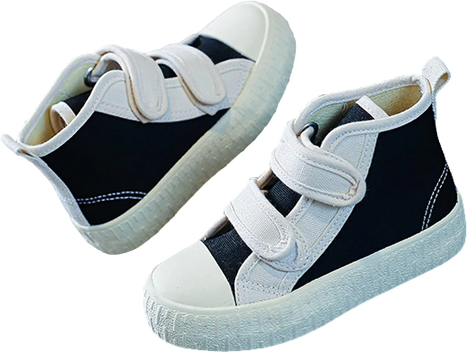 Children's Casual Canvas Shoes High Top Hook&Loop Sneakers for Boys and Girls
