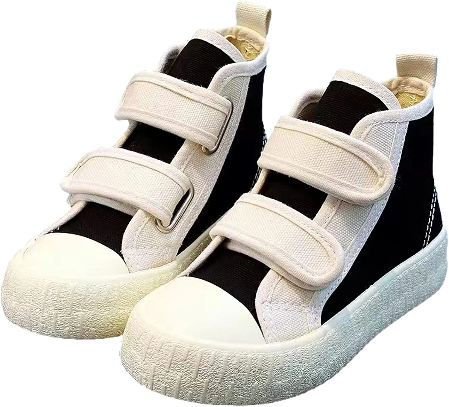 Children's Casual Canvas Shoes High Top Hook&Loop Sneakers for Boys and Girls