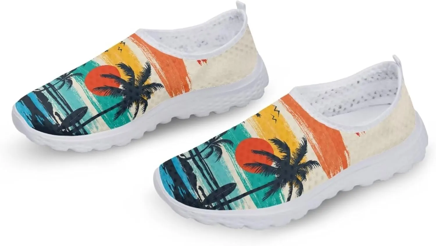 Coloranimal Funny Animal Puzzle Air Mesh Beach Water Flat Sneakers for Women US5-12