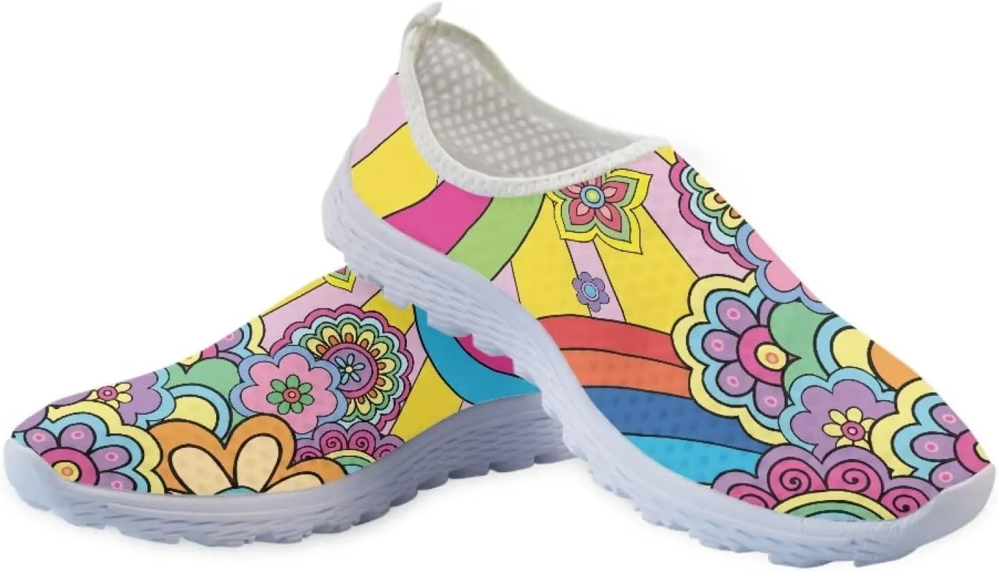 Coloranimal Funny Animal Puzzle Air Mesh Beach Water Flat Sneakers for Women US5-12