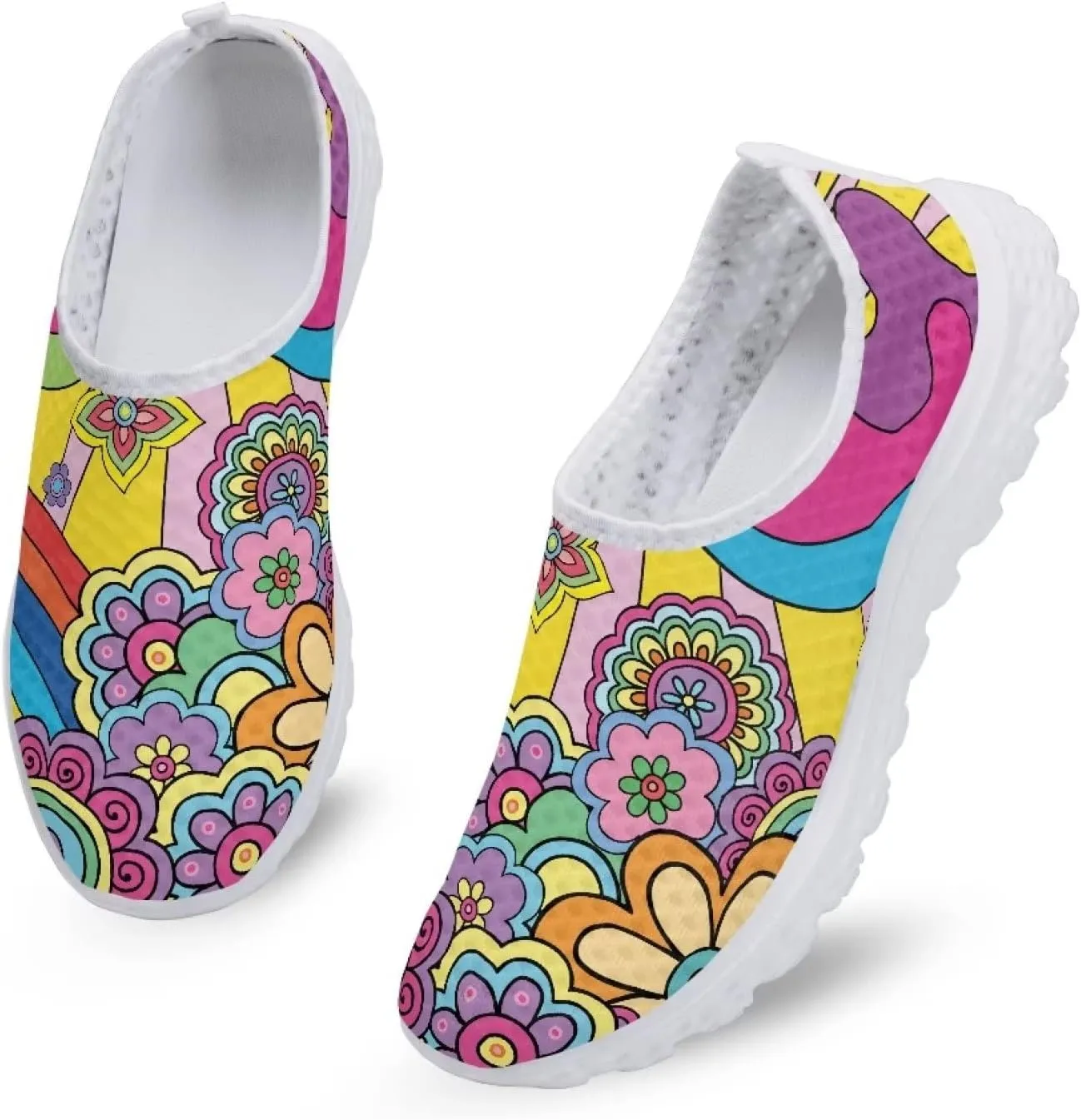 Coloranimal Funny Animal Puzzle Air Mesh Beach Water Flat Sneakers for Women US5-12