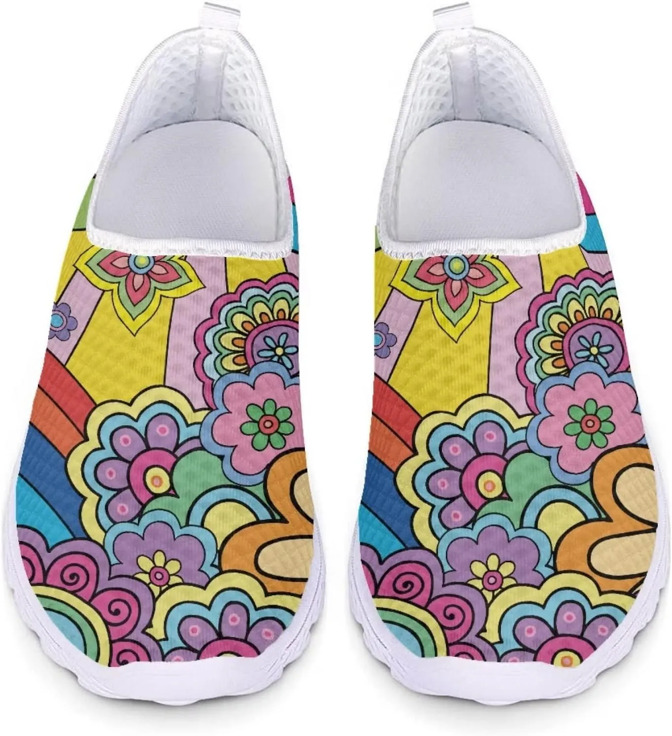 Coloranimal Funny Animal Puzzle Air Mesh Beach Water Flat Sneakers for Women US5-12