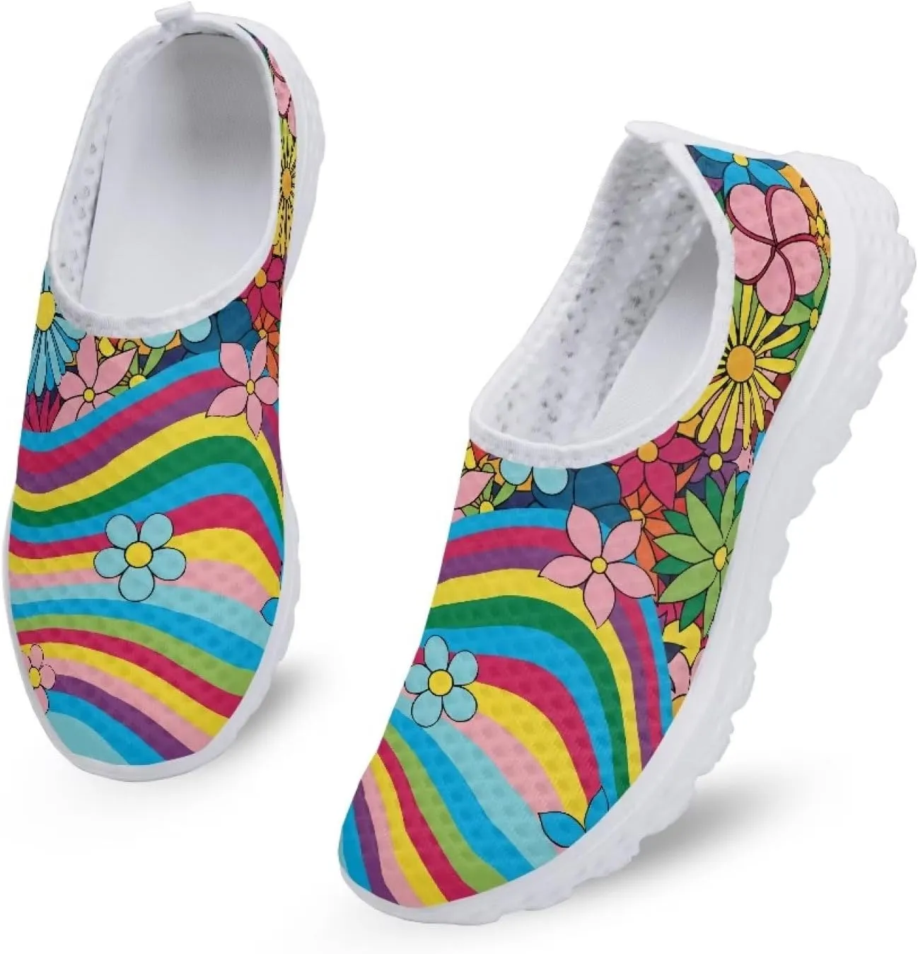 Coloranimal Funny Animal Puzzle Air Mesh Beach Water Flat Sneakers for Women US5-12