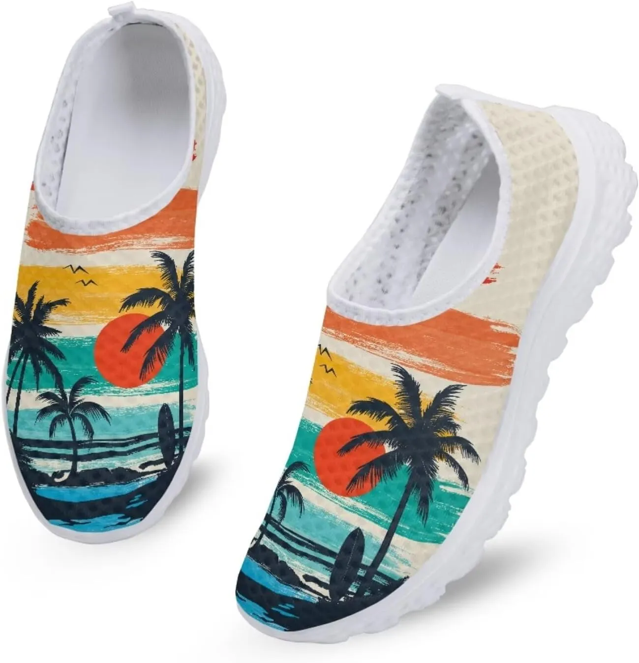 Coloranimal Funny Animal Puzzle Air Mesh Beach Water Flat Sneakers for Women US5-12