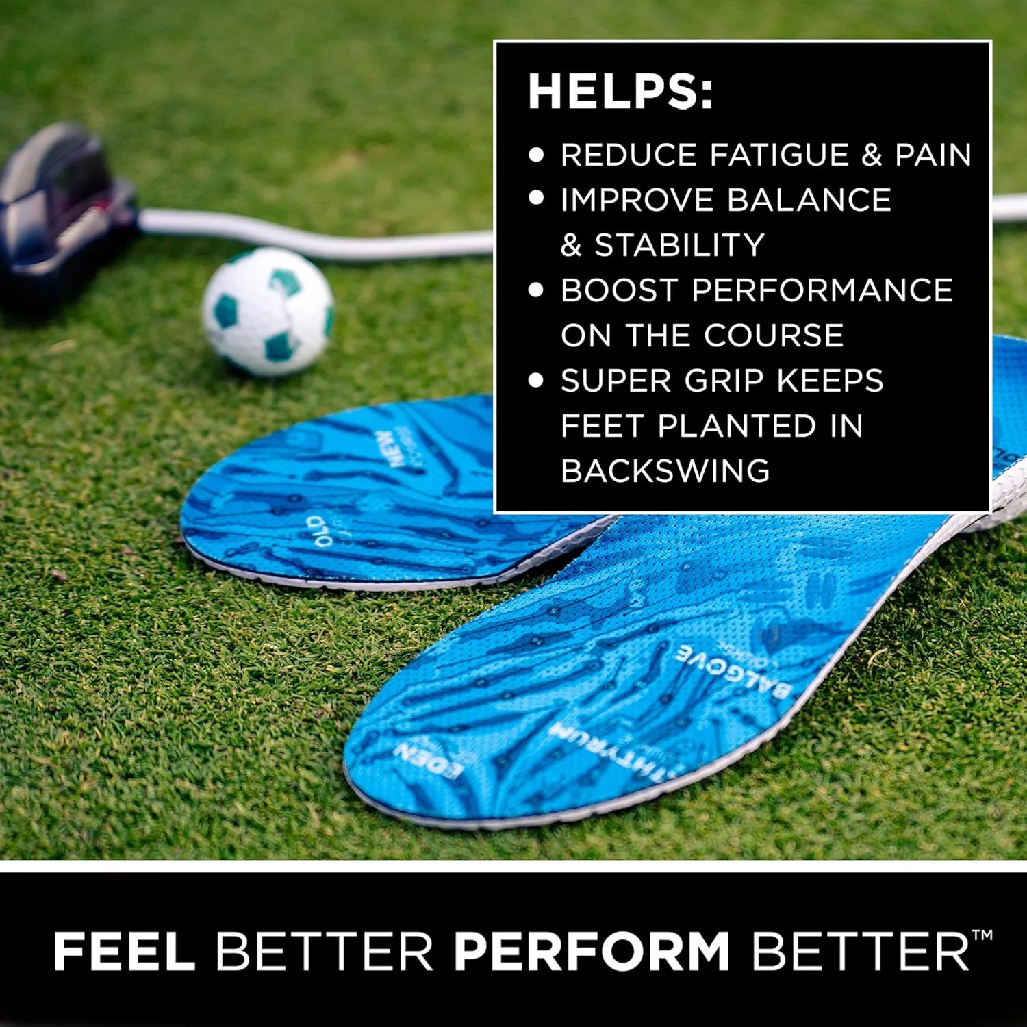 CURREX GolfPro Insoles for Golf Shoes  Arch Support Inserts to Improve Balance, Stability, Comfort & Performance, Help with Foot & Heel Pain Relief  for Men & Women  Medium Arch, Large
