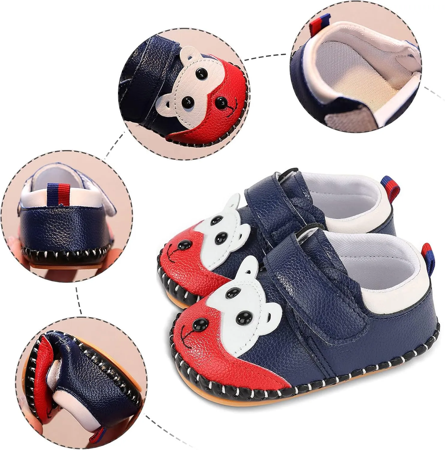 Cute artoon Baby Leather Prewalker Shoes Soft Sole occasins Infant Toddler Slip On First Walking Slippers